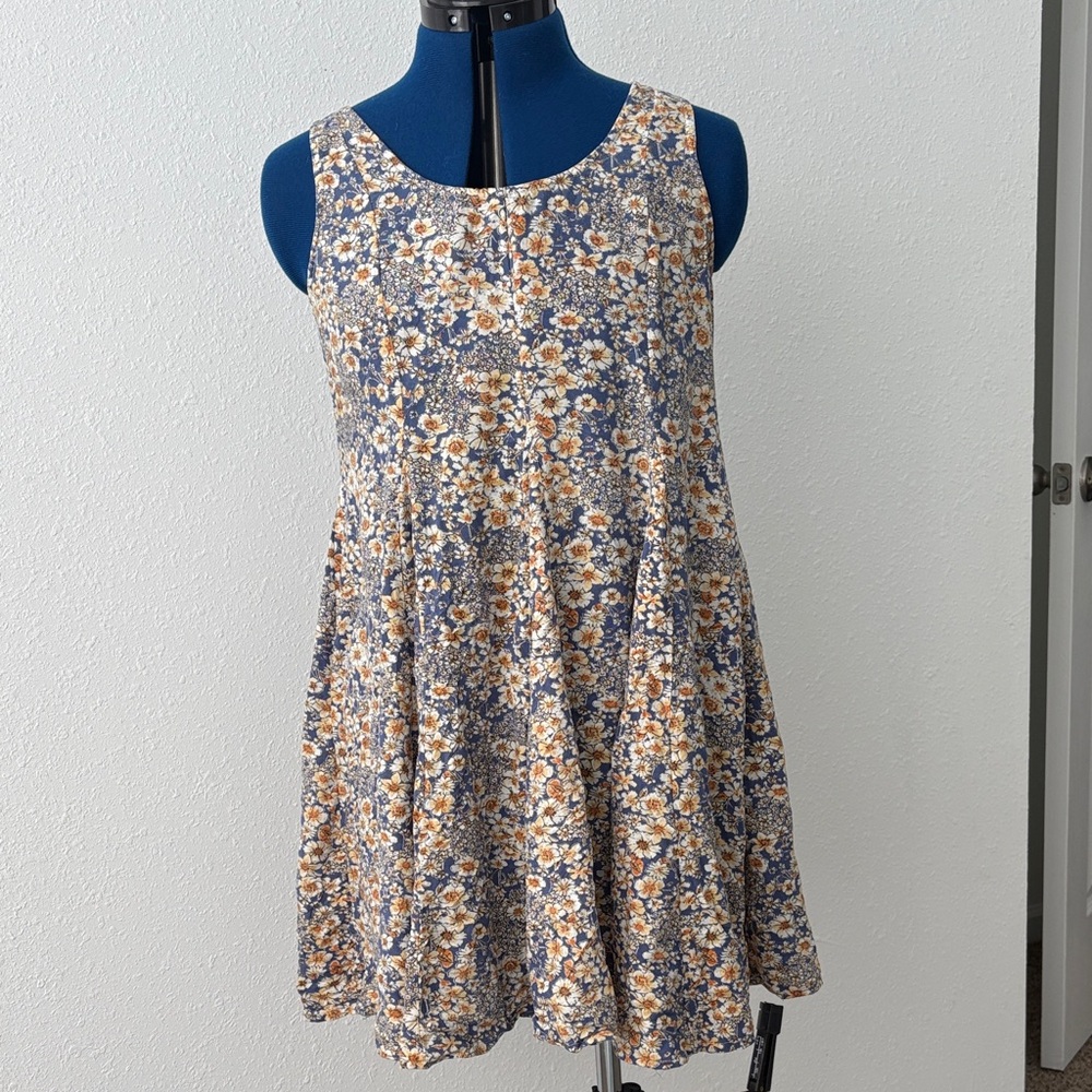 Patrons of Peace Blue and Orange Floral Top
